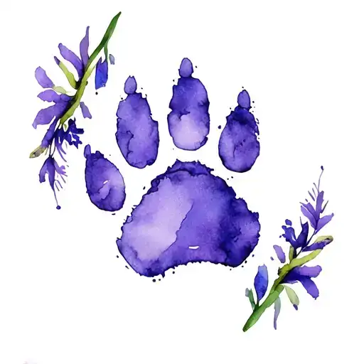 Cat Paw Print Purple Iris Around