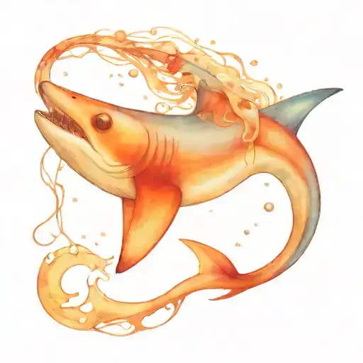 Thresher Shark In Space With Jellyfish