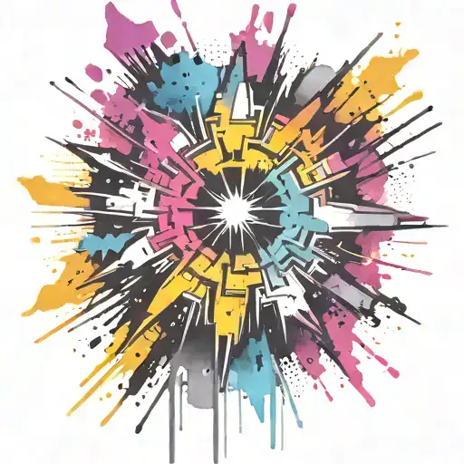 Spray Painted Explosion Punk Themed