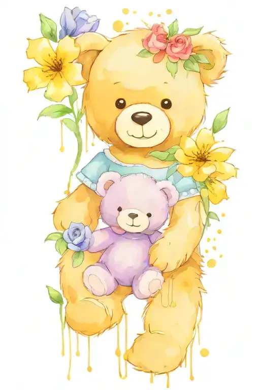 Name And Date Of Birth Flowers Surroundin Teddy Bear