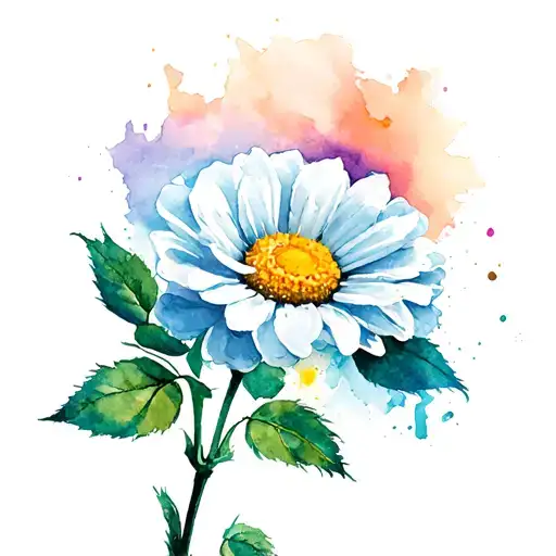 Rose With Daisy Watercolour Background