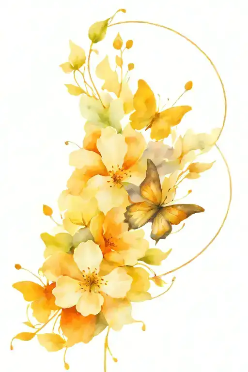 8 Different Flowers Being Circled By A Single Butterfly