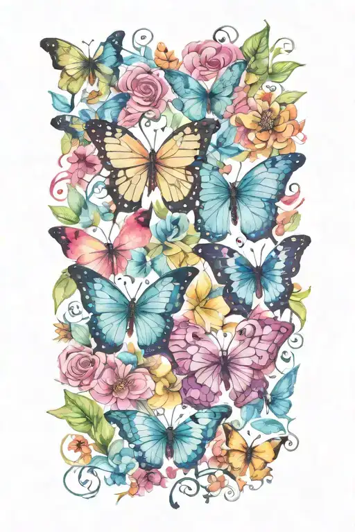 Floral Patterns Intertwined Hearts And Butterflies