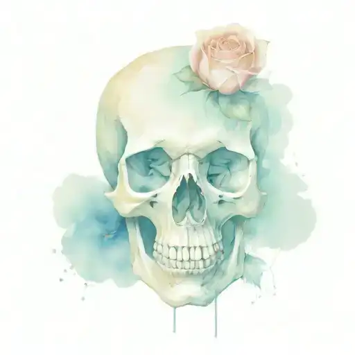 Skull With Only One Rose Inside His Nose