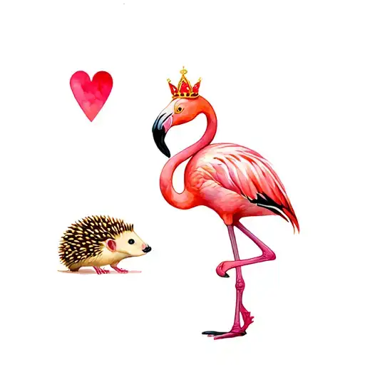 Queen Of Hearts With Flamingo And Hedgehog Playing