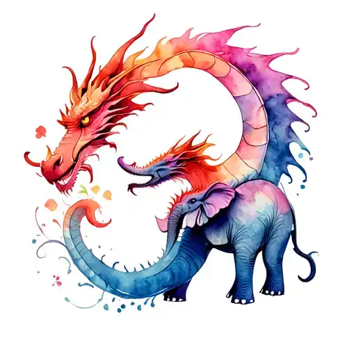 Dragon And Elephant Adorned