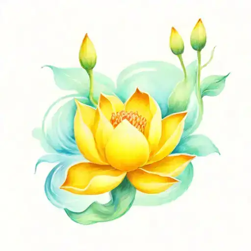 Pike With Surrounding A Lotus Flower In A Slow Moving River
