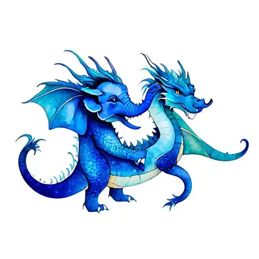 Dragon And Elephant Playing