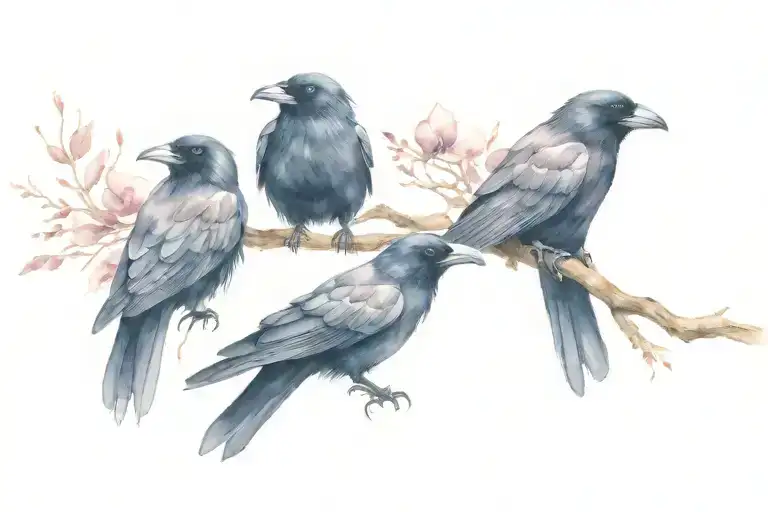 Two Baby Crows And A Baby Raven
