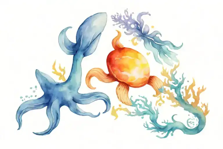 Sun Ocean Sea Creatures Inspired