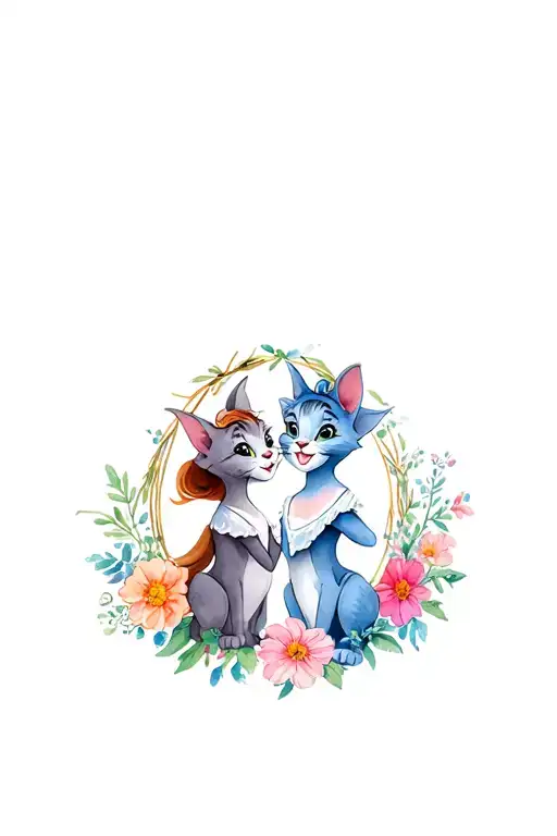 Marie And Duchess From Aristocats Disney Movie Surrounded By A Flower Frame Mothers