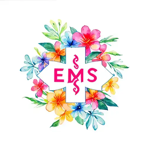 Ems Symbol With Hawaiian Flowers Surrounding
