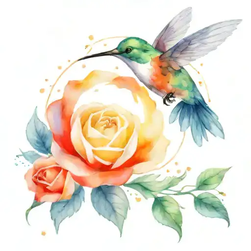 Hummingbird Bee Red Rose