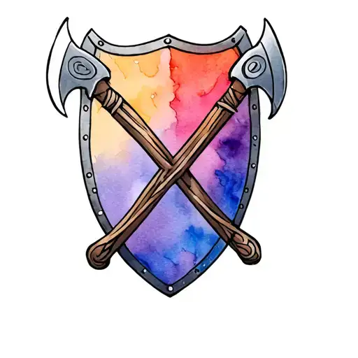 Celtic Sheild With Crossed Axes