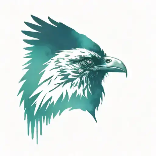 Odin's Head With Crow Flying Towards