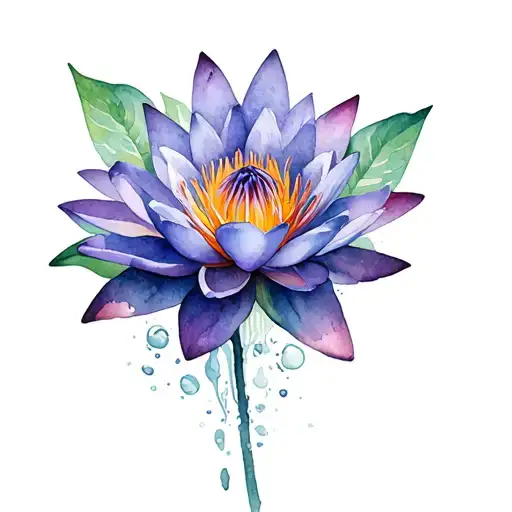 Water Lily Intertwined Lavender Flowers