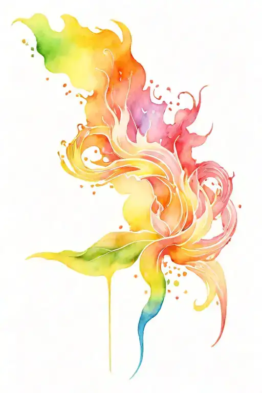 Rainbow Colors With Fire Coming