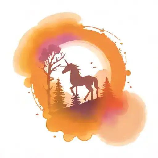 Appalachian Trail Symbol And Unicorn And Trees And Mountains