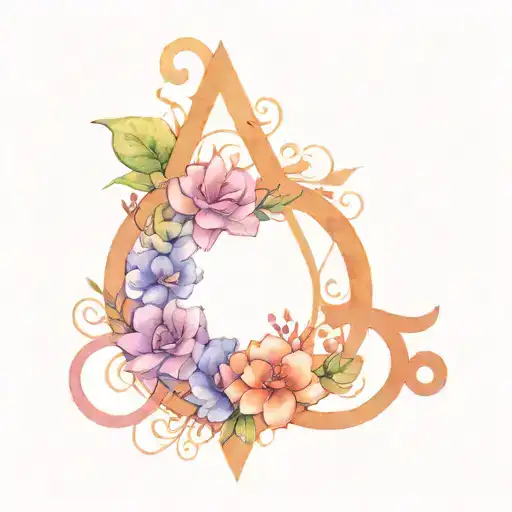 Minimalist Tattoo Design Featuring Leo Sign Made With Flowers