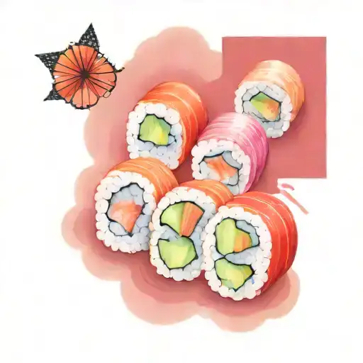 California Maki Sushi Sliced On Top Of Each Other