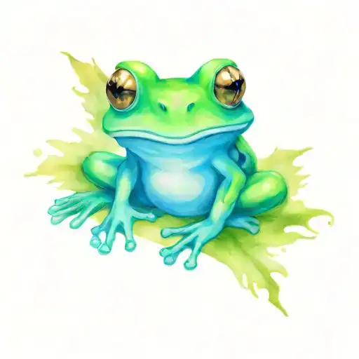 3D Tattoo Design Of Frog Sitting With Tooth Fairy