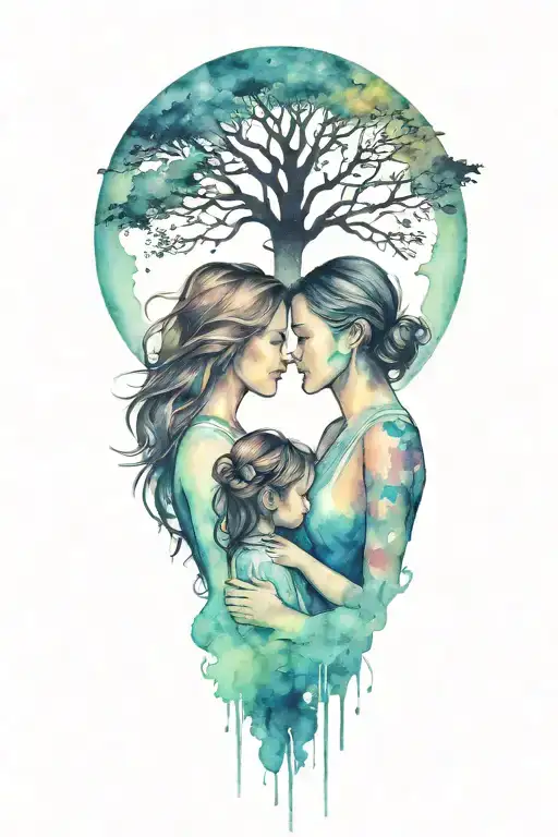 Mother And Daughter Silhouette