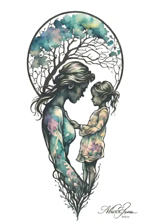 Mother And Daughter Silhouette