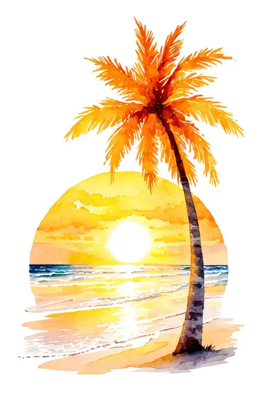 Christian Beach Sunset With Palm