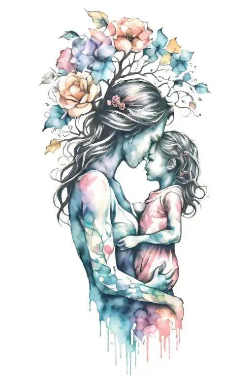 Mother And Daughter Silhouette