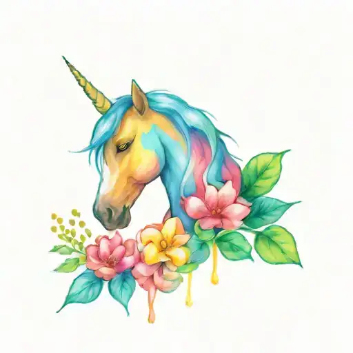 Rainbow And Unicorn And Clover