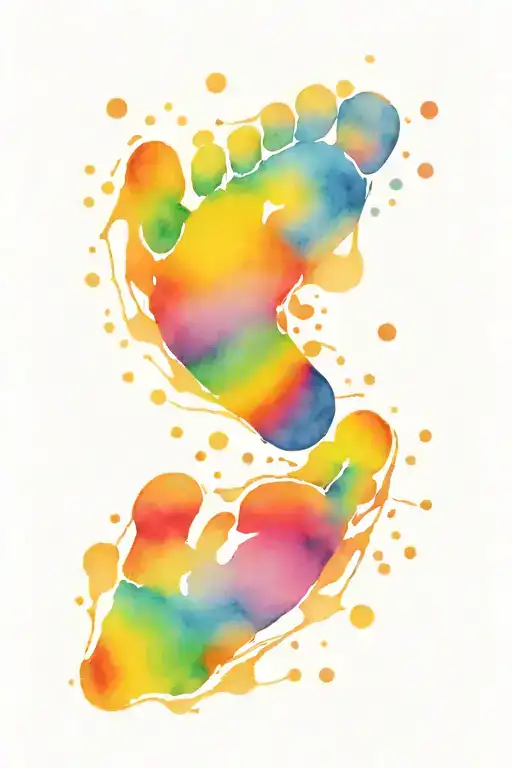Baby Foot Print Rainbow Colors