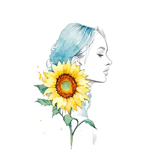 Women's Sunflower Looking Side By Beer