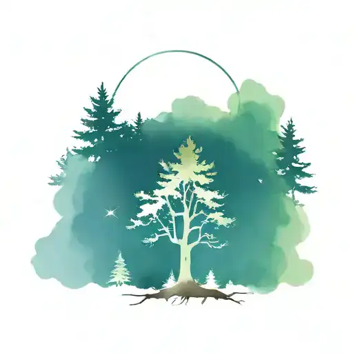 Tree In Space With Native American Feathers