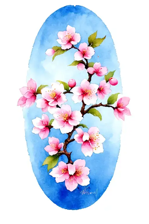 Cherry Blossom Branch Vine Intertwined