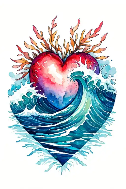 Heart Of The Ocean With Waves Crashing In The Background