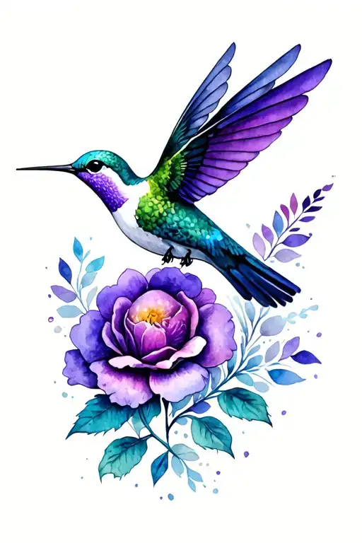 Skull Flower Purple Hummingbird