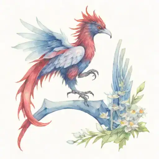 A Red Welsh Dragon And A Magpie With Daisy Flowers