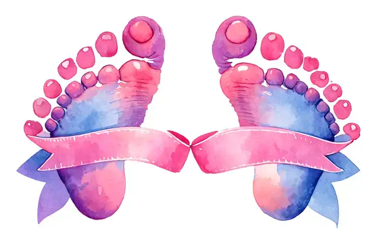 Kiss Mark Ribbon Baby Feet