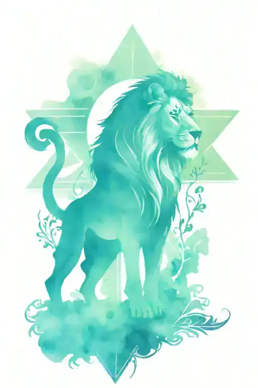 Cross Surrounded With Biblical Verse And Lion Above It