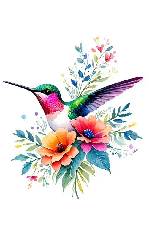 Hummingbird And Birth Flower Bouquet
