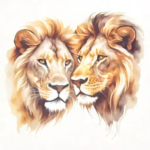 Male Lion Face And Female Lion Face Morphing