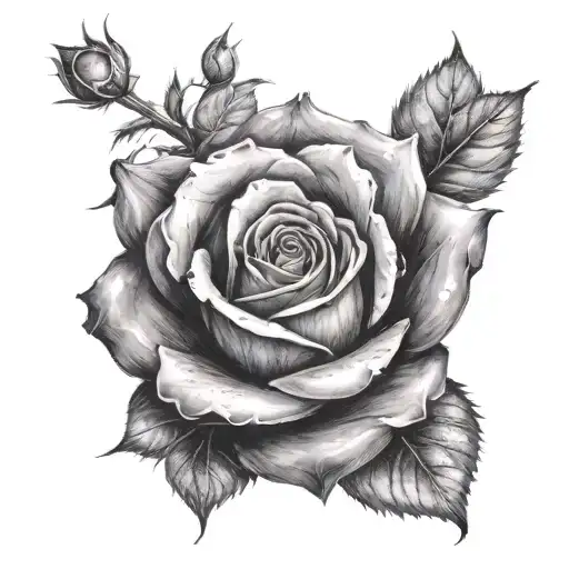 A Delicate Black And Grey Rose Wrapping Around A Bold Cross