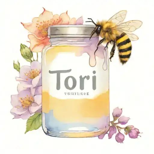 Honey Pot With Bee Line Spelling Tori