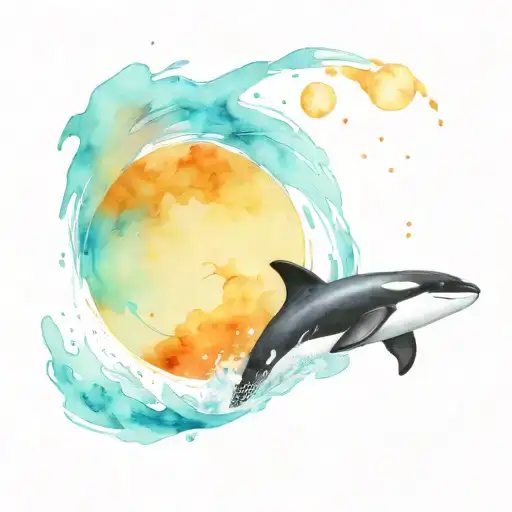 Orca Jumping Out Of The Water With A Galaxy In The Background