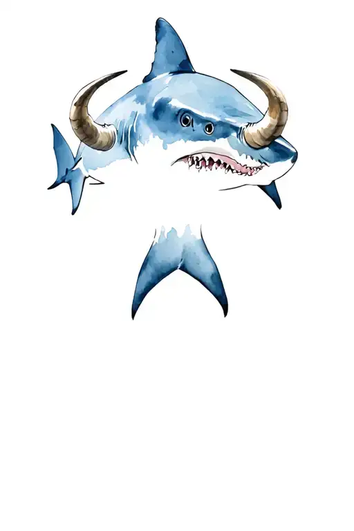 Bull Shark With Bull Horns On His Head