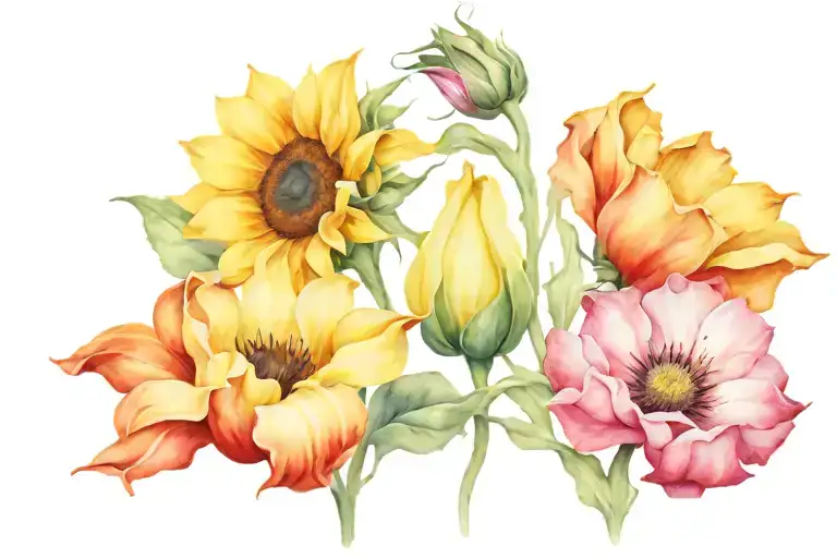 Sunflower & Tulip & Petunias