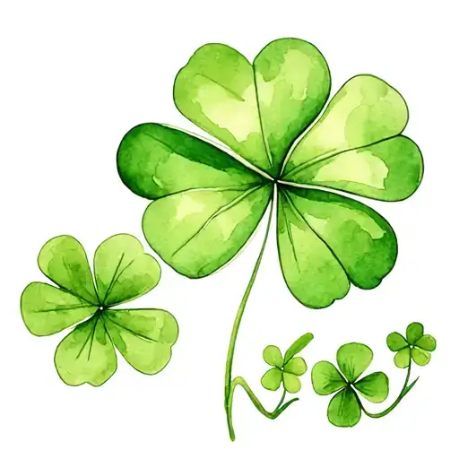 Small Four Leaf Clover Green With Small Clover Flower Next To It