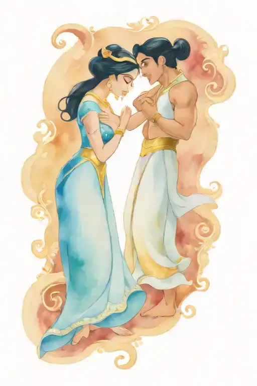 Disney Aladdin And Jasmine On Carpet