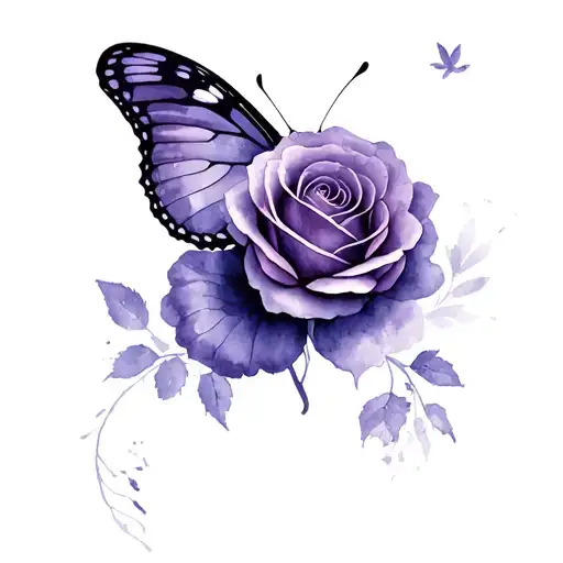 Purple Rose Butterfly Flying