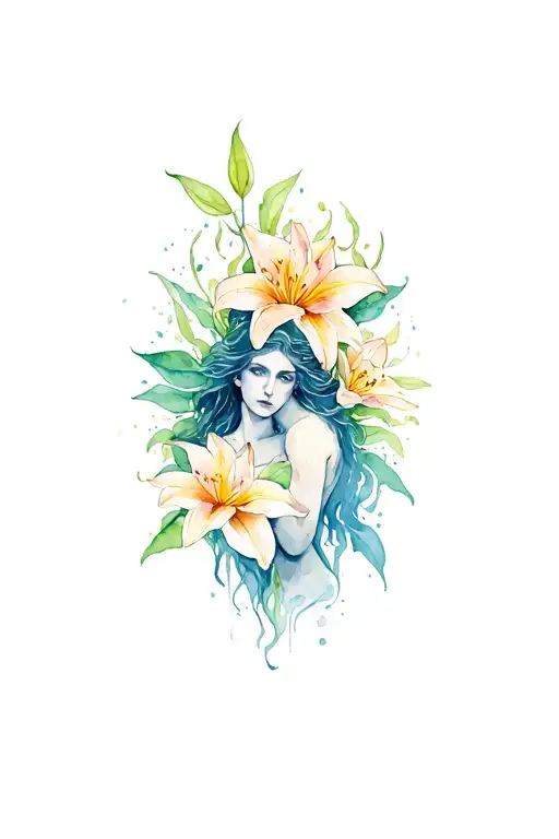 Adam And Eve With Lily Intertwined Within